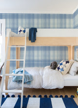 Madras Blue Plaid Wallpaper with Coastal Fabric & Woven Textures Pattern - Chesapeake 4071-71043