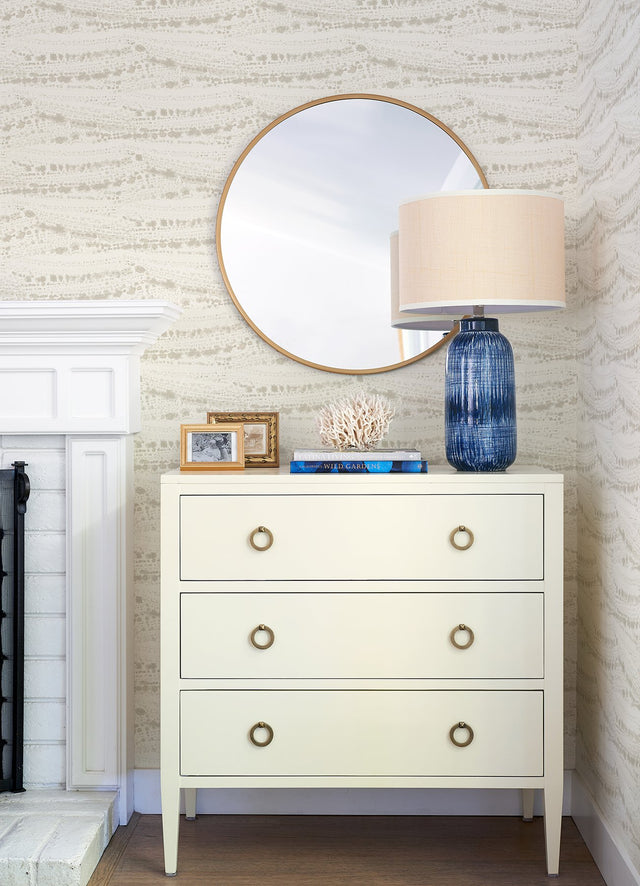 Rannell Beige Abstract Scallop Wallpaper with Coastal Abstract Motif - Brewster 4071-71048