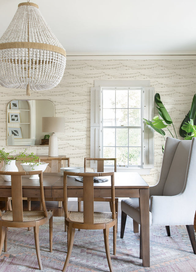 Rannell Beige Abstract Scallop Wallpaper with Coastal Abstract Motif - Brewster 4071-71048