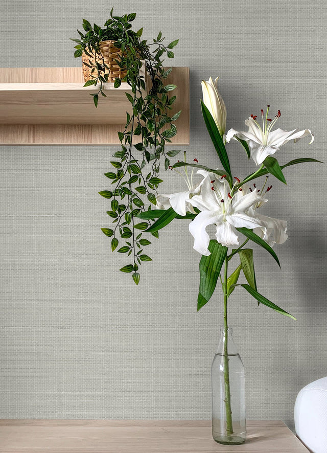 Spinnaker Grey Netting Wallpaper with Fabric & Woven Texture - Chesapeake 4071-71050