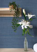 Spinnaker Navy Netting Wallpaper with Fabric & Woven Textures Pattern, Transitional - Brewster 4071-71051
