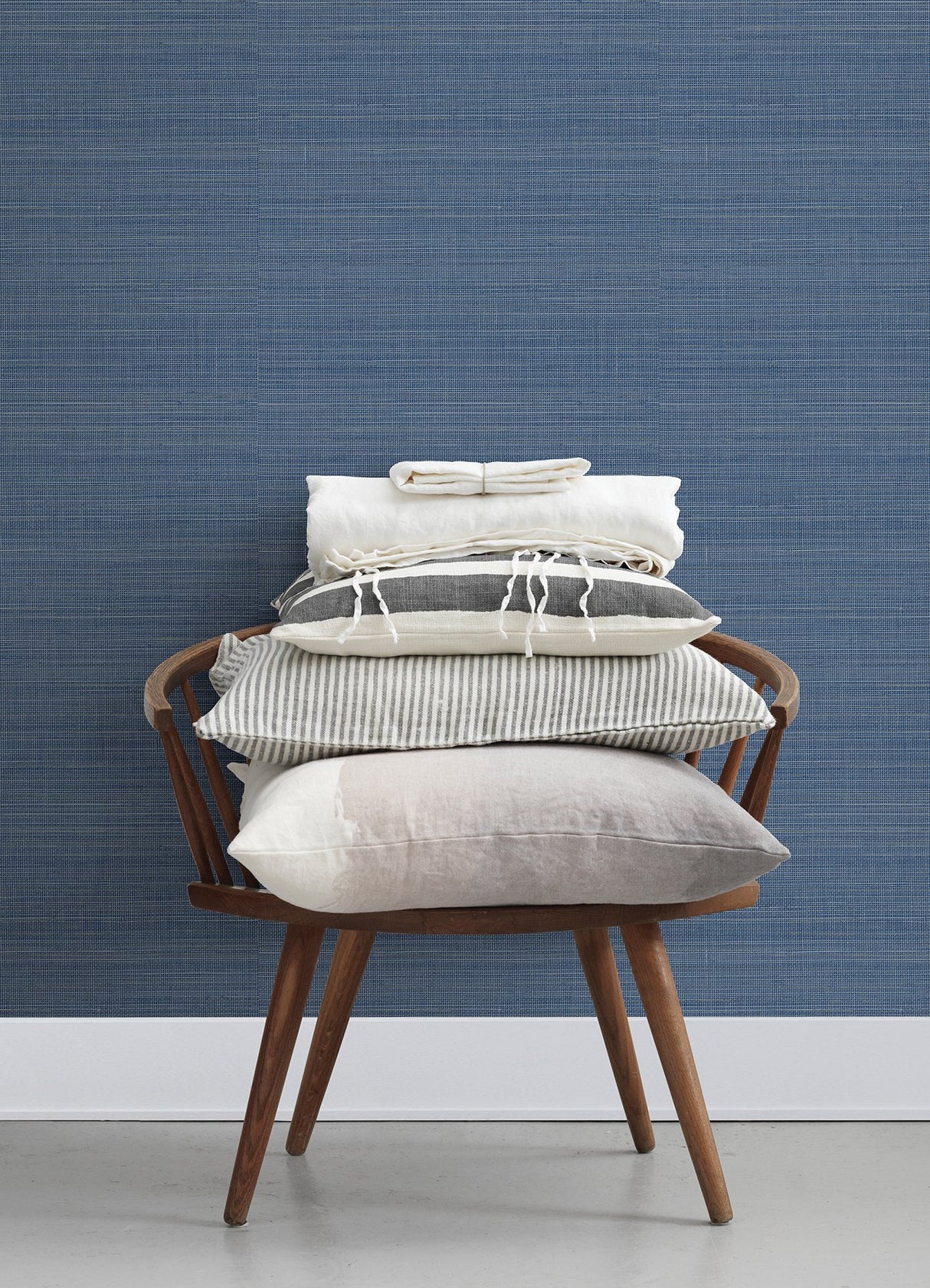Spinnaker Navy Netting Wallpaper with Fabric & Woven Textures Pattern, Transitional - Brewster 4071-71051