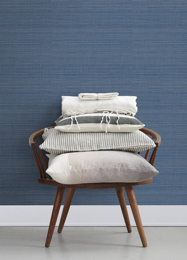 Spinnaker Navy Netting Wallpaper with Fabric & Woven Textures Pattern, Transitional - Brewster 4071-71051