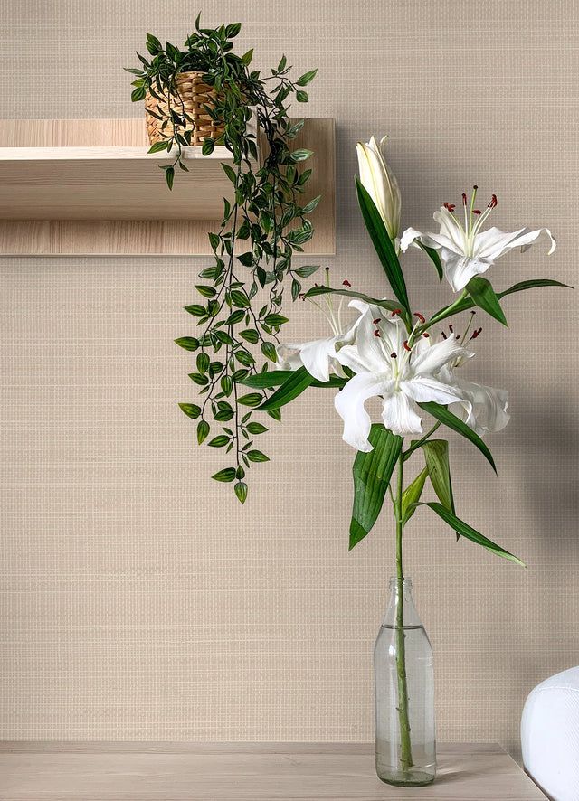 Spinnaker Neutral Netting Wallpaper with Fabric & Woven Textures Pattern, Transitional Style - Chesapeake 4071-71052