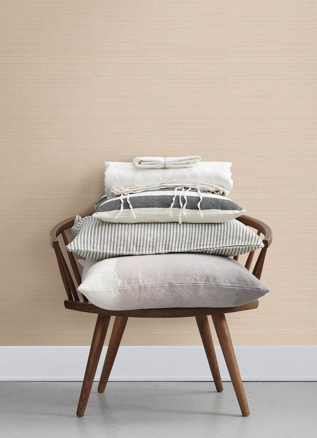 Spinnaker Neutral Netting Wallpaper with Fabric & Woven Textures Pattern, Transitional Style - Chesapeake 4071-71052
