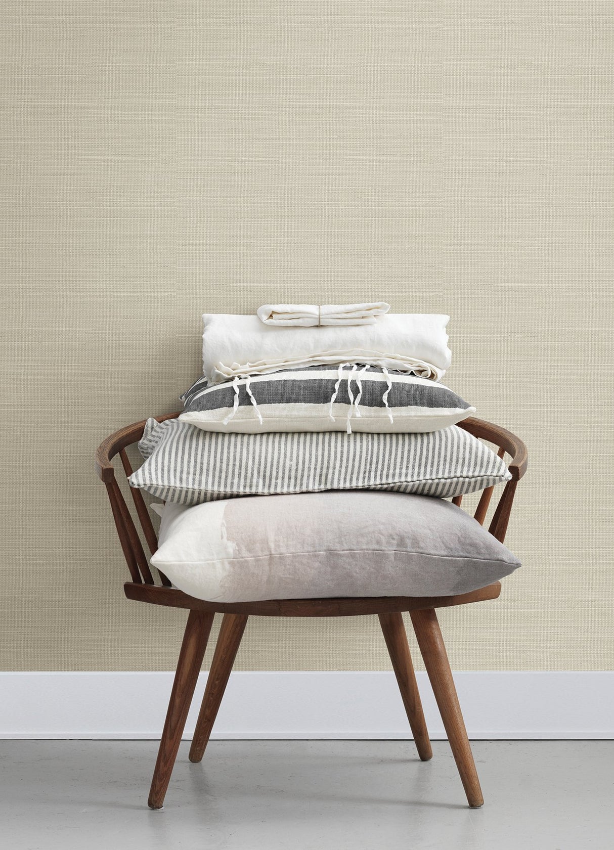 Spinnaker Light Grey Netting Wallpaper with Fabric & Woven Texture - Chesapeake 4071-71053