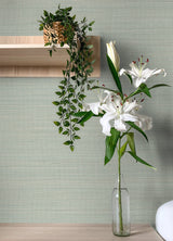 Spinnaker Aqua Netting Wallpaper with Fabric & Woven Texture Pattern, Transitional Style - Brewster 4071-71054