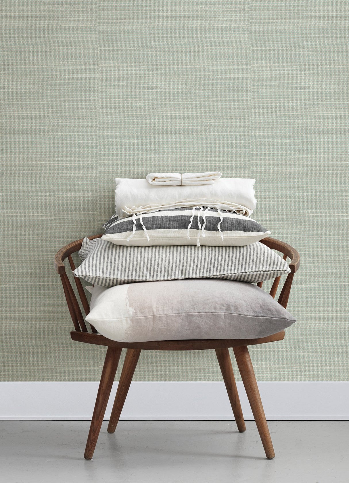 Spinnaker Aqua Netting Wallpaper with Fabric & Woven Texture Pattern, Transitional Style - Brewster 4071-71054