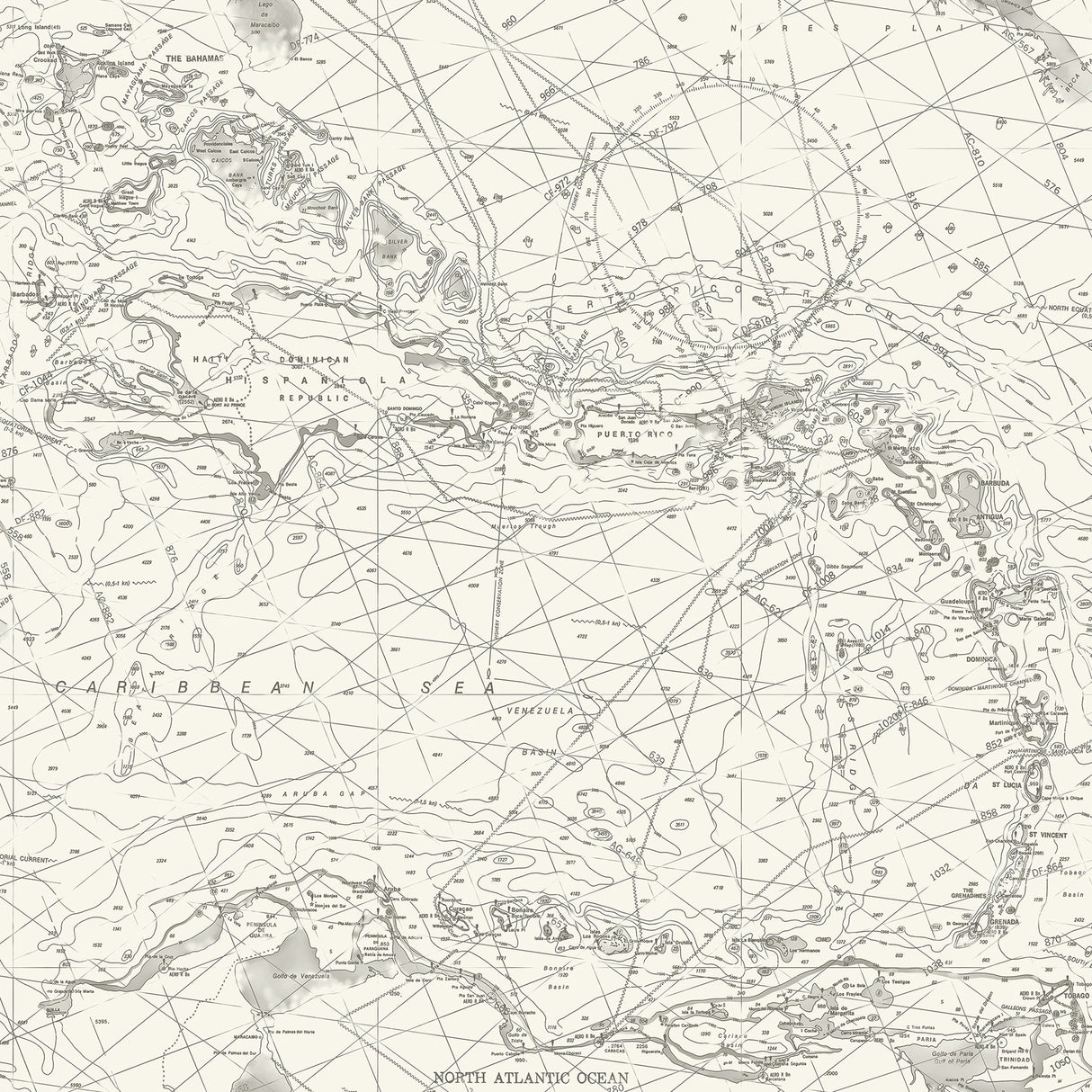 Charts Black Nautical Chart Wallpaper with Coastal Maps Motif - Chesapeake 4071-71055