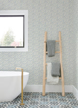 Sand Drips Blue Painted Dots Wallpaper with Abstract Coastal Motif - Chesapeake 4071-71060