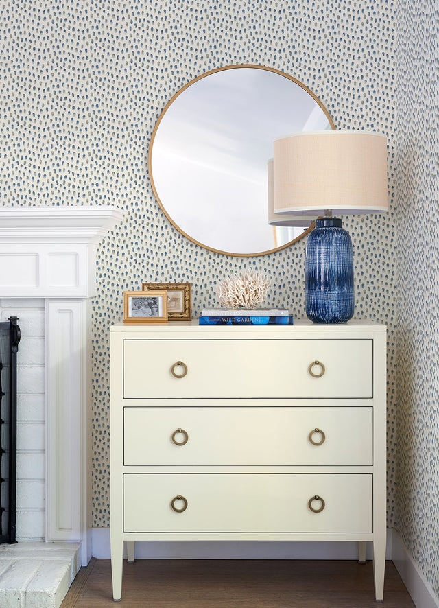 Sand Drips Blue Painted Dots Wallpaper with Abstract Coastal Motif - Chesapeake 4071-71060