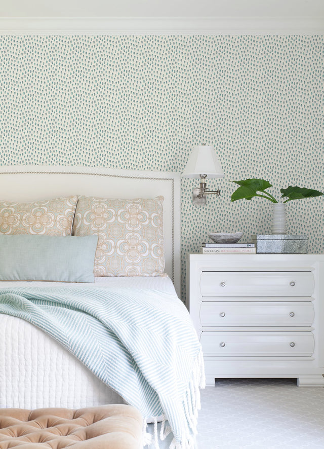 Sand Drips Aqua Painted Dots Wallpaper with Coastal Abstract Motif - Chesapeake 4071-71061