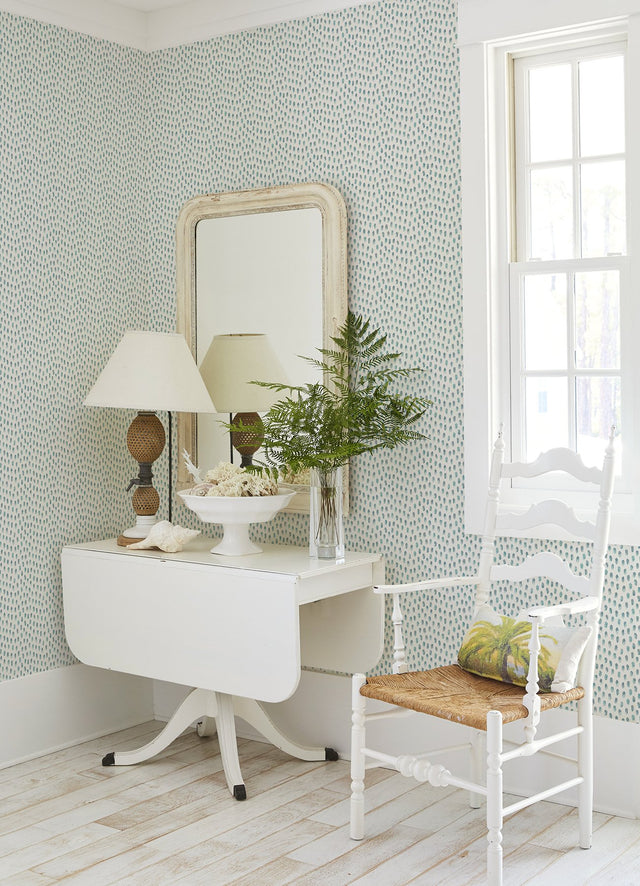 Sand Drips Aqua Painted Dots Wallpaper with Coastal Abstract Motif - Chesapeake 4071-71061