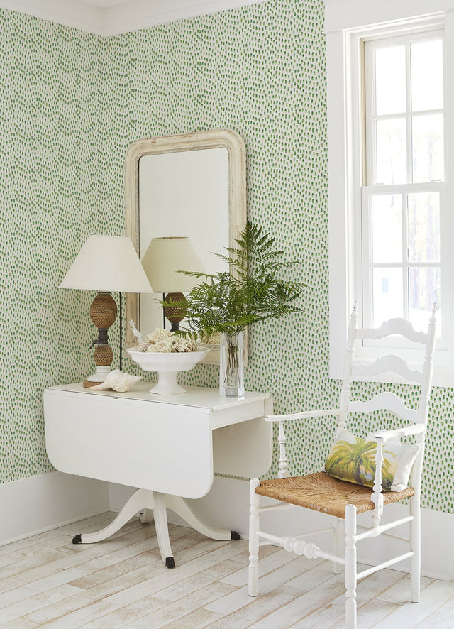 Sand Drips Green Painted Dots Wallpaper with Abstract Watercolor Dots - Chesapeake 4071-71062