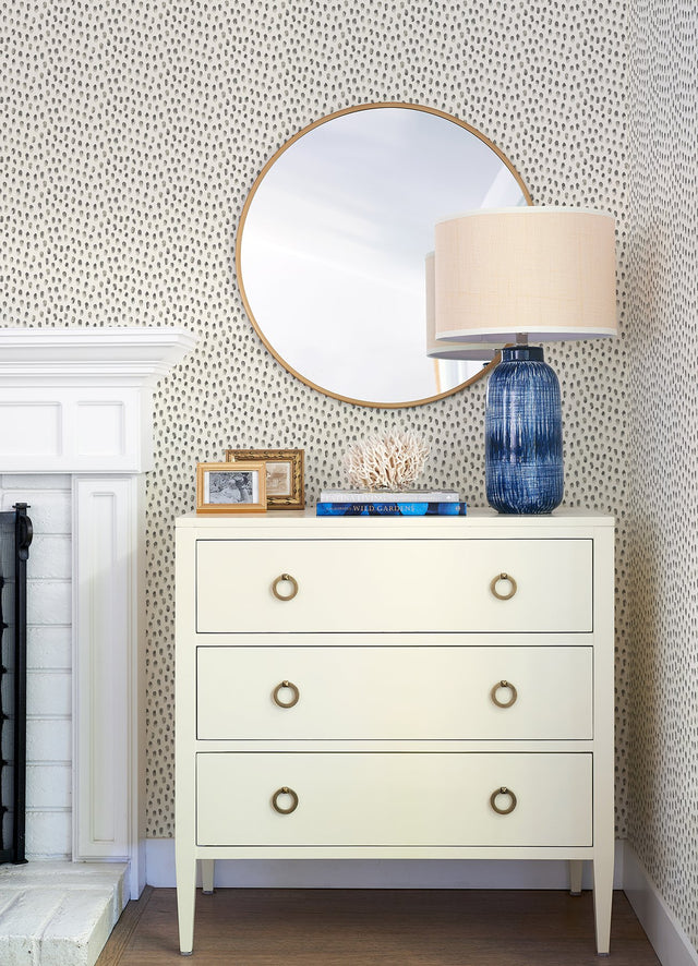 Sand Drips Dark Grey Painted Dots Wallpaper with Abstract Dotted Motif - Chesapeake 4071-71063