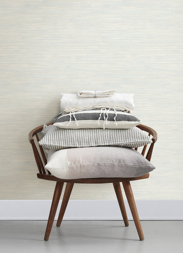 Grassweave Light Blue Imitation Grasscloth Wallpaper with Faux Grasscloth Coastal Style - Chesapeake 4071-71066