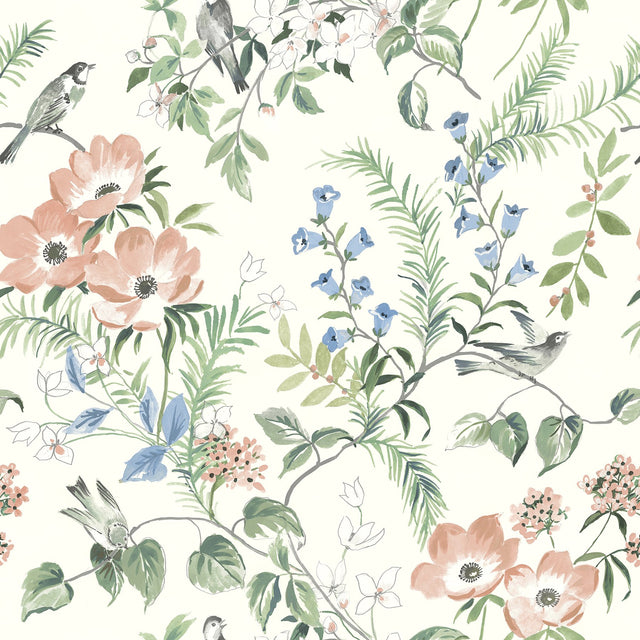 Frederique Multicolor Bloom Wallpaper with Country Botanical Floral Pattern - Chesapeake 4072-70002