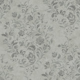 Isidore Grey Scroll Wallpaper with Botanical Scrolls in Country Style - Chesapeake 4072-70008