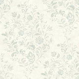 Isidore Aqua Scroll Wallpaper with Botanical Scrolls - Chesapeake 4072-70009