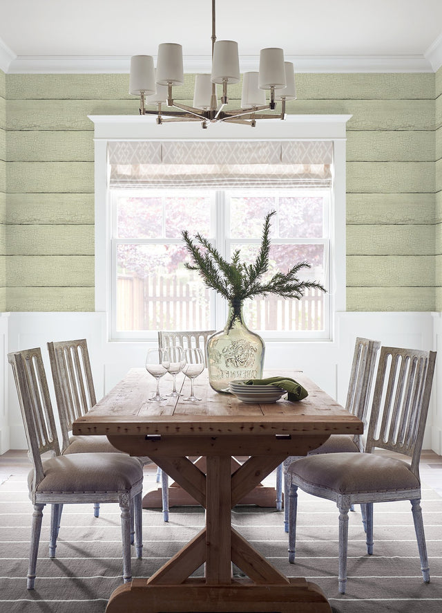 Morgan Mint Distressed Wood Wallpaper with Country Wood Plank Pattern - Chesapeake 4072-70014