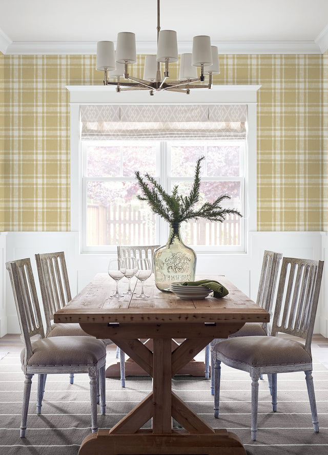 Antoine Wheat Flannel Wallpaper with Fabric & Woven Textures Country Style - Chesapeake 4072-70015