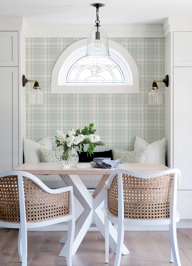 Antoine Light Blue Flannel Wallpaper with Woven Plaid Texture - Chesapeake 4072-70016