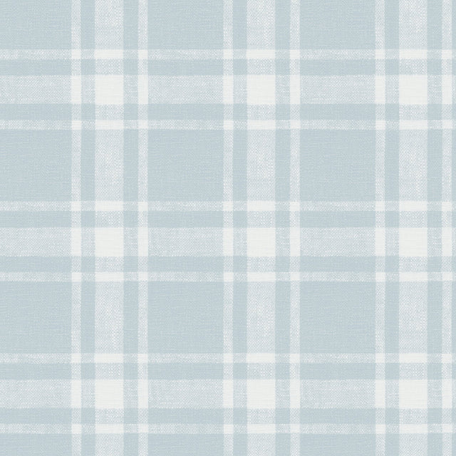 Antoine Sky Blue Flannel Wallpaper with Fabric & Woven Textures Plaid - Chesapeake 4072-70017