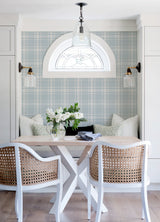 Antoine Sky Blue Flannel Wallpaper with Fabric & Woven Textures Plaid - Chesapeake 4072-70017