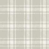 Antoine Taupe Flannel Wallpaper with Fabric & Woven Textures Plaid - Chesapeake 4072-70018