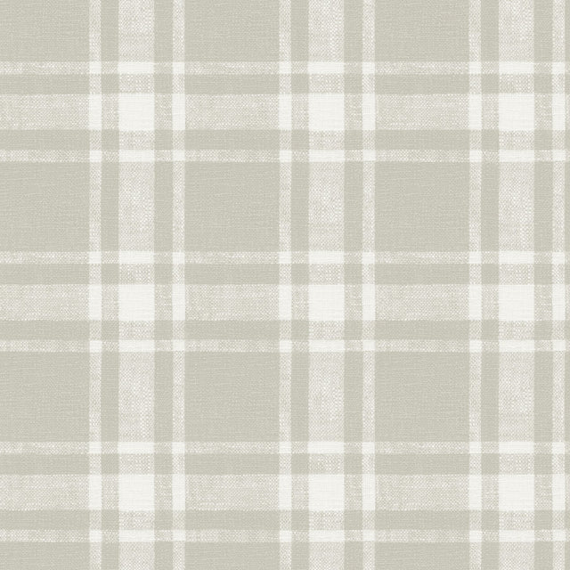 Antoine Taupe Flannel Wallpaper with Fabric & Woven Textures Plaid - Chesapeake 4072-70018