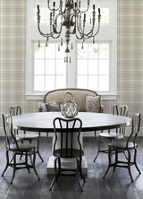 Antoine Taupe Flannel Wallpaper with Fabric & Woven Textures Plaid - Chesapeake 4072-70018
