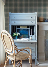 Antoine Denim Flannel Wallpaper with Fabric & Woven Textures Plaid - Chesapeake 4072-70021