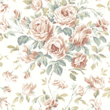Manon Blush Rose Stitch Wallpaper with Botanical Floral Motif - Chesapeake 4072-70022
