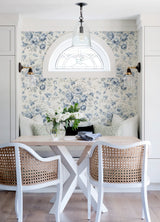Manon Blue Rose Stitch Wallpaper with Country Botanical Floral Pattern - Chesapeake 4072-70025