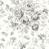 Manon Charcoal Rose Stitch Wallpaper with Botanical Floral Pattern - Chesapeake 4072-70026