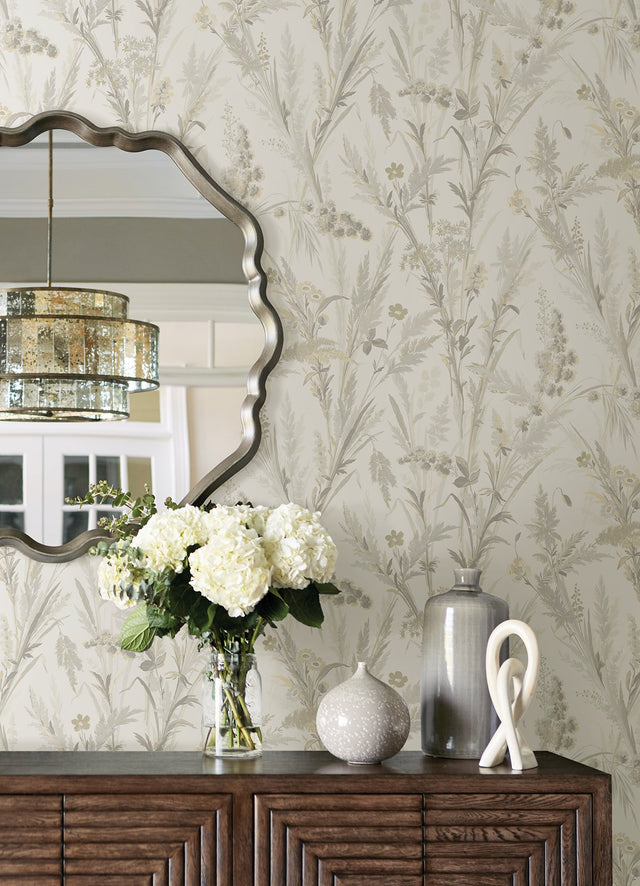 Hillaire Wheat Meadow Wallpaper with Botanical Country Pattern - Chesapeake 4072-70027