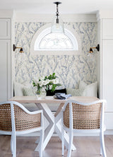Hillaire Navy Meadow Wallpaper with Country Botanical Pattern, Prepasted Sure Strip - Chesapeake 4072-70028