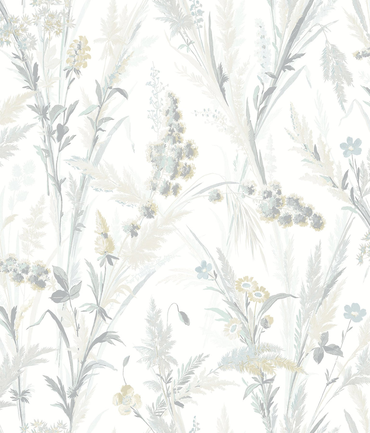 Hillaire Light Blue Meadow Wallpaper with Botanical Country Motif - Chesapeake 4072-70030