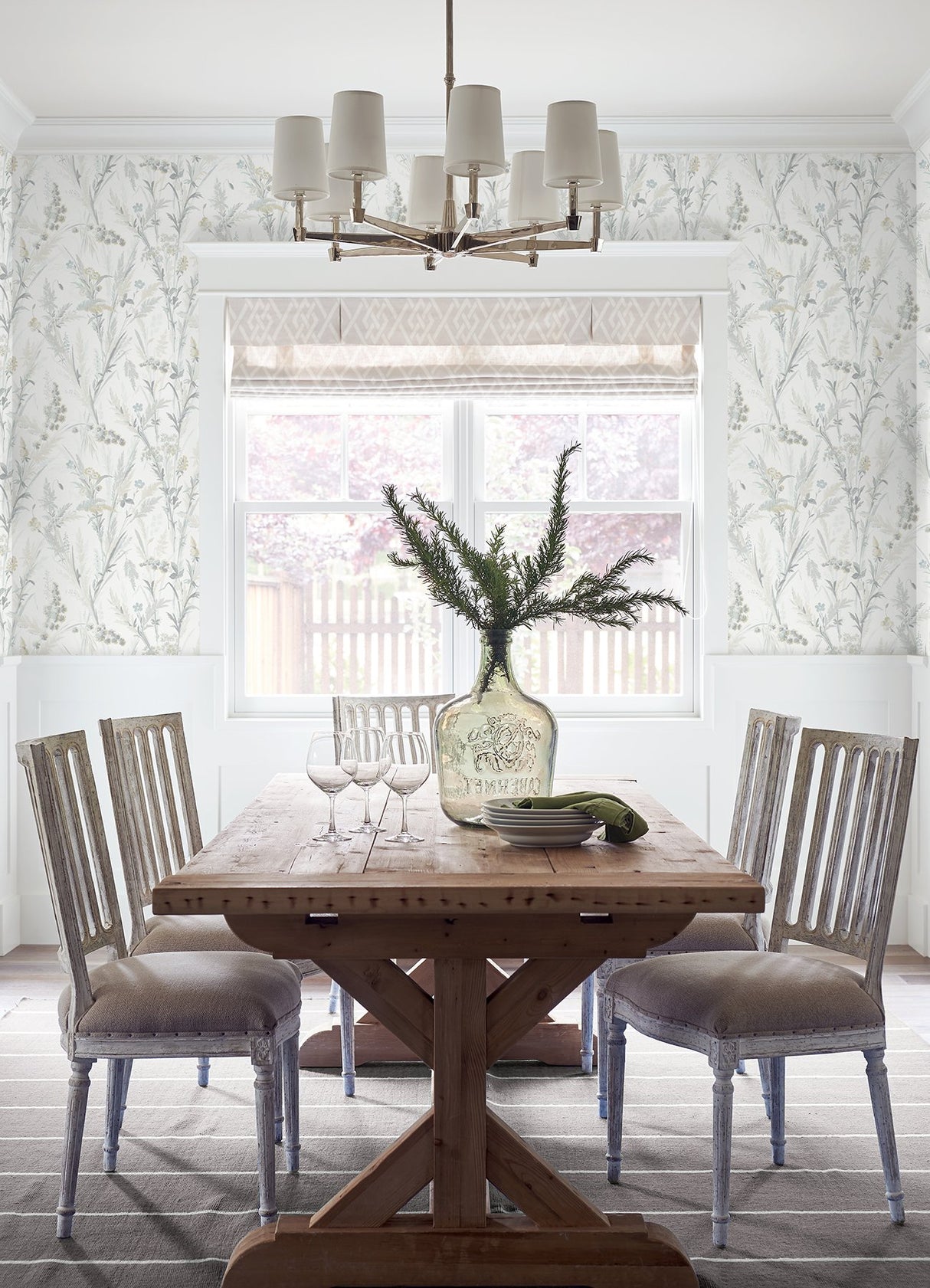 Hillaire Light Blue Meadow Wallpaper with Botanical Country Motif - Chesapeake 4072-70030