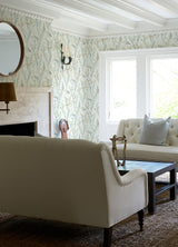 Hillaire Teal Meadow Wallpaper with Botanical Country Pattern - Chesapeake 4072-70031