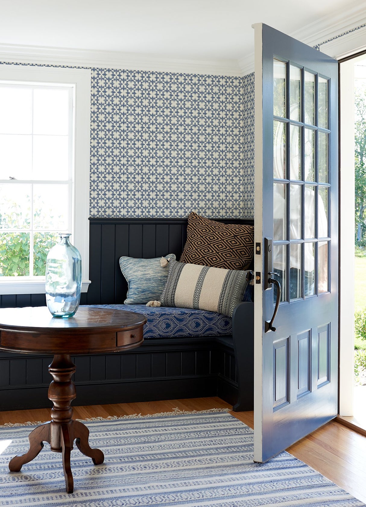 Remy Blue Fleur Tile Wallpaper with Classic Fleur de Lis Graphic Pattern - Chesapeake 4072-70033