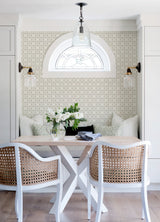 Remy Light Grey Fleur Tile Wallpaper with Sure Strip Graphics Pattern - Chesapeake 4072-70034