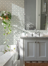 Remy Teal Fleur Tile Wallpaper with French Fleur-de-Lis Graphic Motif - Chesapeake 4072-70035