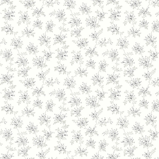Sofiane Grey Botanical Trail Wallpaper with Country Botanical Pattern, Prepasted Sure Strip - Chesapeake 4072-70040