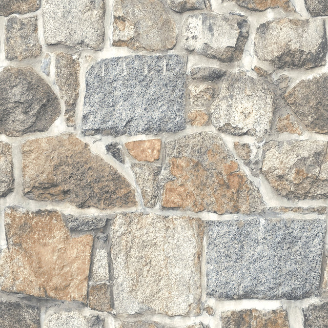 Axelle Rust Stone Wallpaper with Country Graphics Faux Stone Motif - Chesapeake 4072-70041