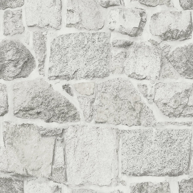 Axelle White Stone Wallpaper with Sure Strip Prepasted Country Style - Chesapeake 4072-70043