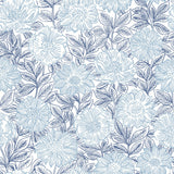 Faustin Navy Floral Wallpaper with Botanical Country Motif - Chesapeake 4072-70047