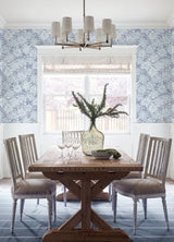 Faustin Navy Floral Wallpaper with Botanical Country Motif - Chesapeake 4072-70047