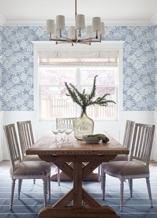Faustin Navy Floral Wallpaper with Botanical Country Motif - Chesapeake 4072-70047
