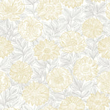 Faustin Yellow Floral Wallpaper with Botanical Country Motif - Brewster 4072-70048